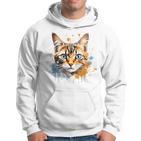 Watercolour Cat Portrait Adorable Animal Lover Gray Kapuzenpullover