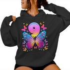 9Th Birthday Girl 9 Years Butterfly Number 9 Kapuzenpullover für Damen