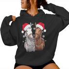 Christmas Lights For Horse Lovers Reindeer Santa Hat Horse Christmas Kapuzenpullover für Damen