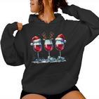 Christmas Red Wine Merry Christmas Reindeer Women's Kapuzenpullover für Damen