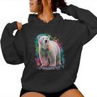 Eisbär Women's Colourful Watercolour Polar Bear Kapuzenpullover für Damen