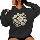 Flower Power Süßes Lächeln Gesichtsblume Happy Face Blumen Mädchen Kapuzenpullover für Damen