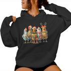 Chicken Christmas Lights Cute Farm Animal Kapuzenpullover für Damen