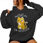 I'm Not Antisocial I'm Antistupid Sarcastic Cat Kapuzenpullover für Damen