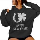 New Year's Eve Outfit Happy New Year Clover Horseshoe Lucky Kapuzenpullover für Damen