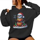 Peace Sign Hand Snowman Basketball Christmas Child Kapuzenpullover für Damen