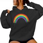 Simple Retro Rainbow Beautiful Colours Kapuzenpullover für Damen