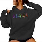 Traditional Archery Bowhunting Bowhunter Hd0 Damen Mädchen Bogenschützen Herzschlag Puls Regenbogen Schwarz S Kapuzenpullover für Damen