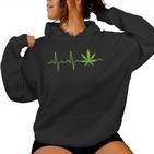 Weed For And Marijuana Leaf Heartbeat Kapuzenpullover für Damen