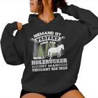 With Wooden Back  With Back Horses Kapuzenpullover für Damen