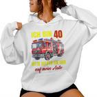 40Th Birthday Man Woman  Fire Brigade Blue Kapuzenpullover für Damen