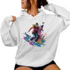 Colourful Ski Jumper Girl On Women's Ski Jumping Long-Sleeved Kapuzenpullover für Damen