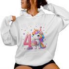 Kinder 4 Geburtstag Mädchen 4 Jahre Einhorn Party Outfit Einhorn Kapuzenpullover für Damen