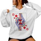 Playing Card Lady Queen Checked Card Costume Fancy Dress Groups Kapuzenpullover für Damen