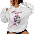 Unicorn Lets Party Outfit Boys Party Unicorn Kapuzenpullover für Damen