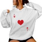 Women's Heart Ass Costume Playing Card Game Poker Skat Carnival Kapuzenpullover für Damen