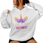 Women's Mummy Of The Birthday Girl Unicorn Mum Birthday Party Mother Blue Kapuzenpullover für Damen