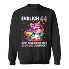 44 Geburtstag Geschenke Frau 44 Jahre Einhorn Party Outfit Sweatshirt