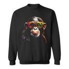 Affe Sonnenbrille Tier Zoo Bunt Kunst Affe Sweatshirt