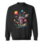 Astronaut Im Weltall Mit Planeten Und Galaxie Sweatshirt