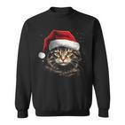 Cat With Christmas Hat Christmas Cat Santa Sweatshirt