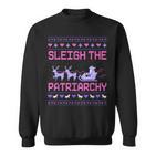 Christmas Sleigh The Patriarchy Feminist Feminism Deer Xmas Sweatshirt