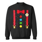 Clown Costume With Braces Bow Tie For Carnival Fancy Dress Sweatshirt