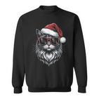 Cool Christmas Cat Santa Christmas Fun Sweatshirt