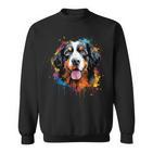 Cute Bernese Mountain Dog On Painted Bernese Mountain Dog Sweatshirt