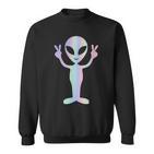 Alien Peace Sign Smiling Face Rave Music Trippy Sweatshirt