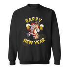 Happy New Year Santa With Rudolph The Reindeer Party Sweatshirt