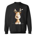 Happy Reindeer I Deer Wild Animal Elk Christmas Fun Sweatshirt