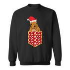 Merry Christmas Forest Animal Chest Pocket Squirrel Sweatshirt