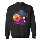 Solar System Motif With Sun Planets Stars Galaxies Sweatshirt