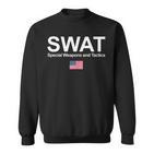 Swat Team Police Special Forces Us Flag Chest Logo Sweatshirt