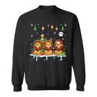 Three Santa Claus Reindeer Elf Lions Christmas Animal Lovers Children's Sweatshirt