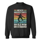 Never Underestimate An Old Man On A Snowboard intage Sweatshirt