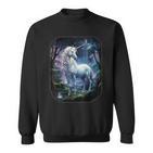 Unicorn Standing In The Forest Fantasy Nature Universe Sweatshirt