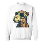 Camel With Sunglasses Gray Sweatshirt