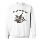 Raccoon Stay Trashy Fun Meme  Gray Sweatshirt