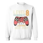 Kinder 8 Geburtstagideo Gamer Level 8 Freigeschaltet Jahrgang Sweatshirt