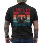 10Th Birthday Boysideo Gamer Level 10 Unlocked Boys T-Shirt mit Rückendruck