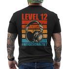 12Th Birthday Boysideo Gamer Level 12 Unlocked Boys T-Shirt mit Rückendruck