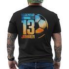 13Th Birthday Decoration Football Player 13 Years Boy Nager T-Shirt mit Rückendruck