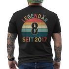 8Th Birthday Legendary Since 2017Intage 8 Years Old T-Shirt mit Rückendruck