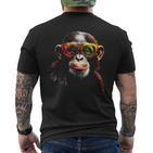 Affe Sonnenbrille Tier Zoo Bunt Kunst Affe T-Shirt mit Rückendruck