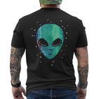 Alien Head Starry Night Sky Fun T-Shirt mit Rückendruck