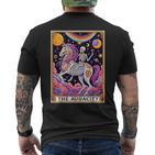 The Audacity Tarotkarte Regenbogen Skelett Einhorn Liebhaber T-Shirt mit Rückendruck