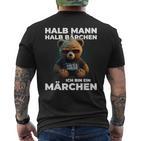 Bear Half Man Half Bear Fairy Tale Partner  T-Shirt mit Rückendruck