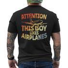 This Boy Likes Planes Aviation Boys T-Shirt mit Rückendruck